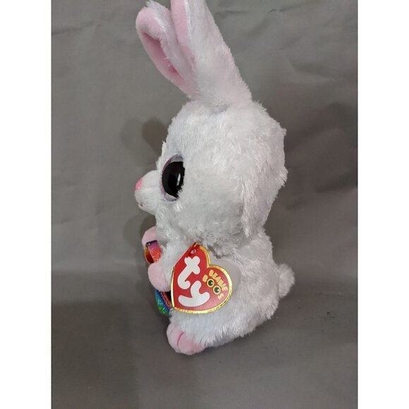 New TY Beanie boo Rabbit Sunday sparkle eyes rainbow basket  Easter  9" … - Picture 9 of 12